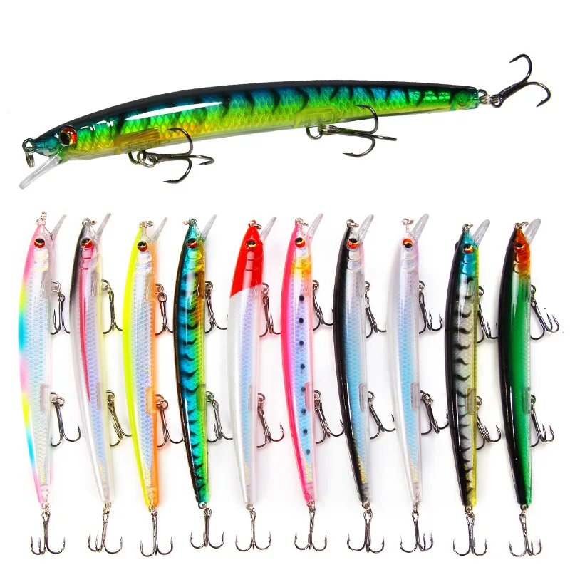 135/100mm 3D-Simulations-Minnow-Angelköder, schwimmender Hartwobbler, künstlicher Köder für Forellen-, Hecht- und Karpfenangeln