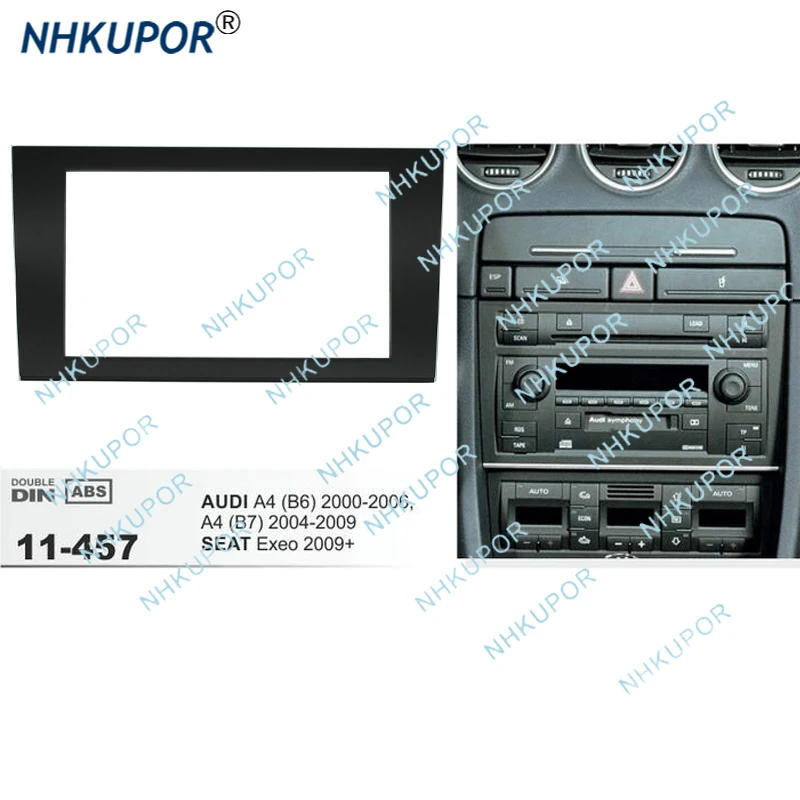2 Din Car Radio Fascia For AUDI A4 B6 B7 / SEAT Exeo Auto Stereo Install Dash Panel Trim Refit Frame Kit