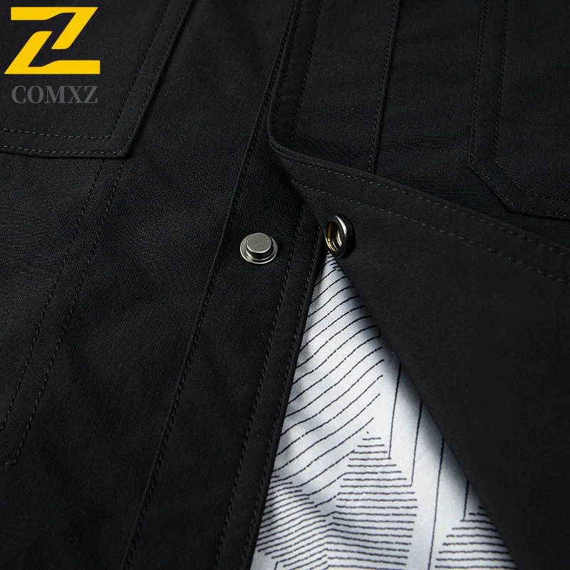 COMXZ Luxury Men Jacket Slim Notch Lapel Solid Color Business Casual Coat High End Travel Lightweight Fashion Autumn Outerwear