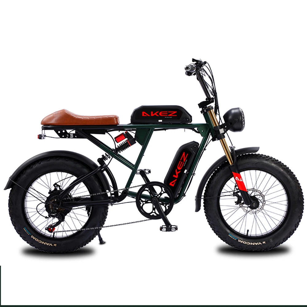 750W 28MPH Adult Electric Bike 20 Inch Fat Tire Retro Electric Mountain Bike 7 Speed 48V Removable Batterywith Suspension Fork