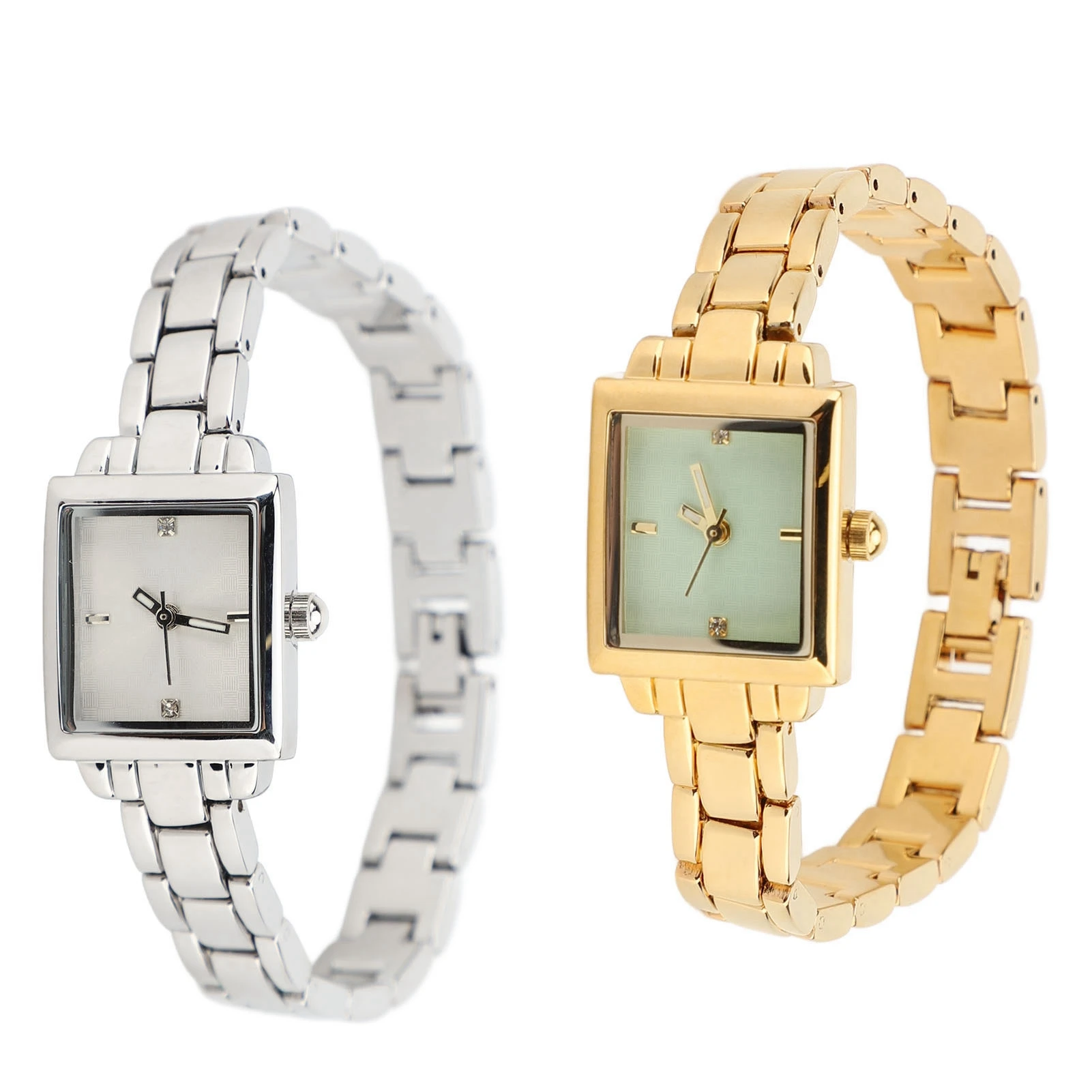 데이트 레이디 시계 여성용 스테인레스 스틸 손목시계 라인스톤 세련된 직사각형 방수 30m 레이디 시계 일상용