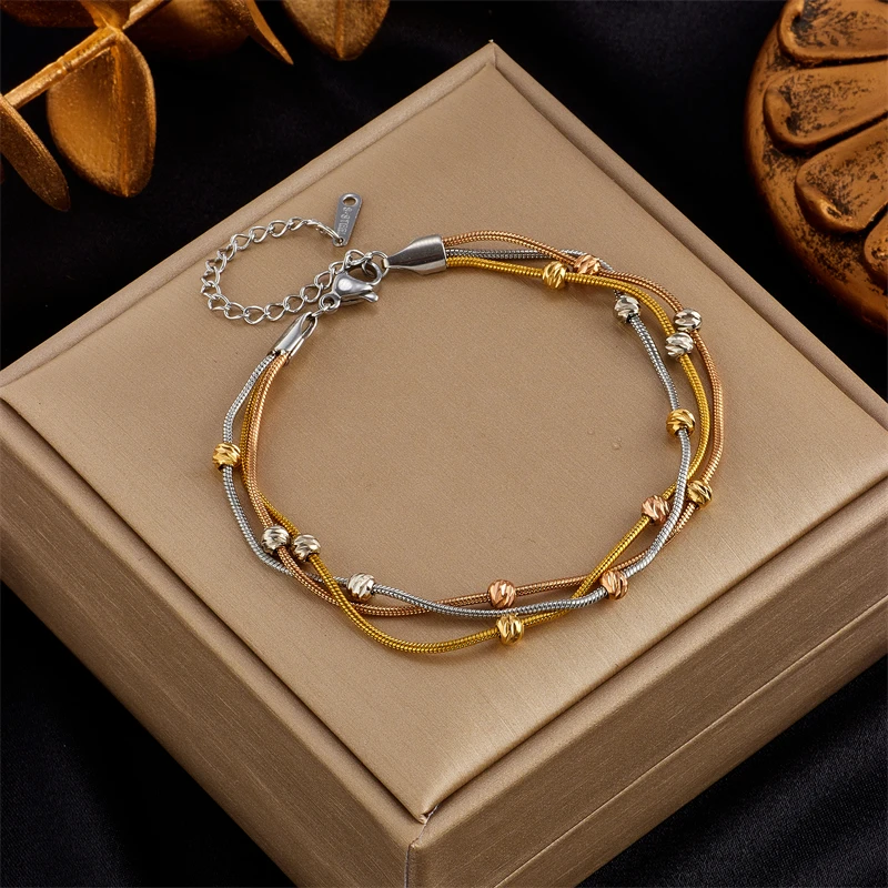 MEYRROYU 316 Stainless Steel Green Stone Heart Multilayer Charm Beads Bracelet for Women Party Jewelry pulseras mujer Bijoux - Image 4