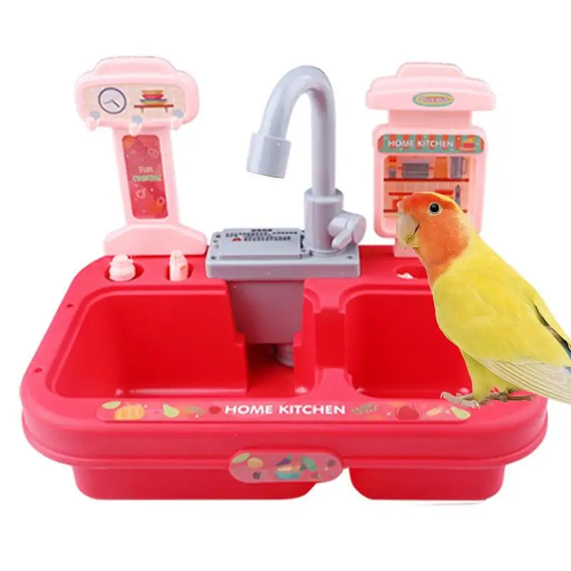 Bird Bathtub Multifunctional Parrot Shower Bowl With 180 Degree Rotating Faucet Automatic Parrot Bath Basin Birdcage Accessories