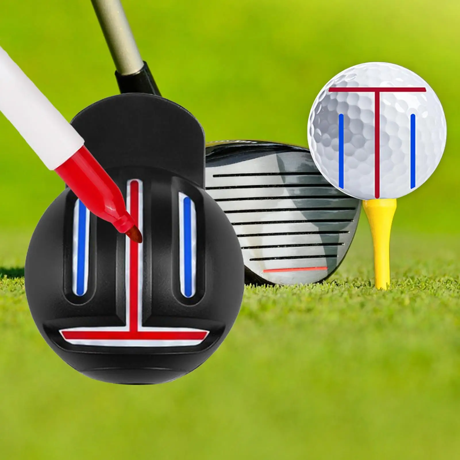 Golfball-Ausrichtungswerkzeug mit 2 Stiften, Schnelltrocknender Golfball-Linienmarker, Golfball-Hilfsmittel für Putting-Übungen und Ausrichtung