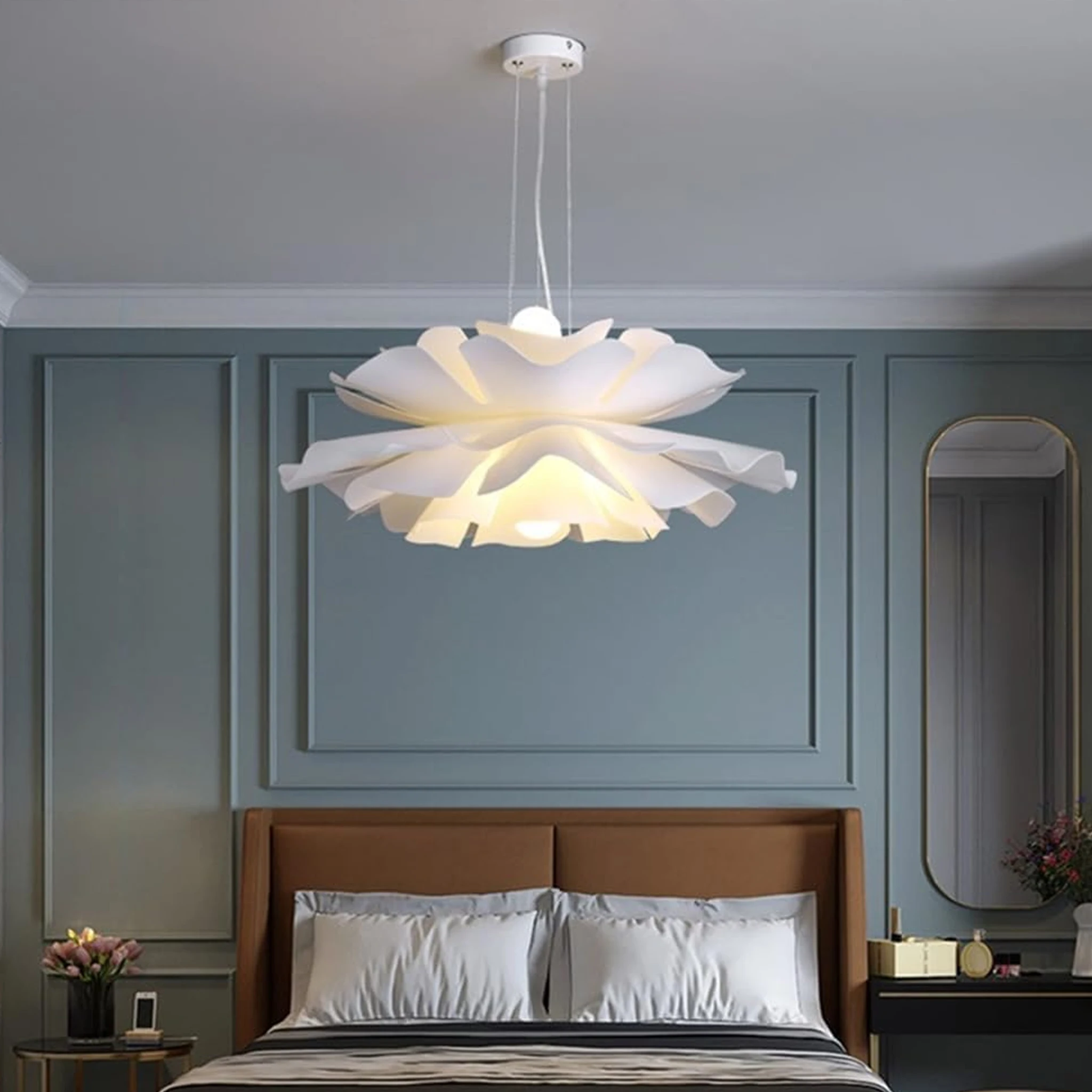 Acrylic Petal Pendant Light Modern Creative Adjustable Hanging Ceiling Lamp Living Room Bedroom Kitchen Chandelier Home Decor
