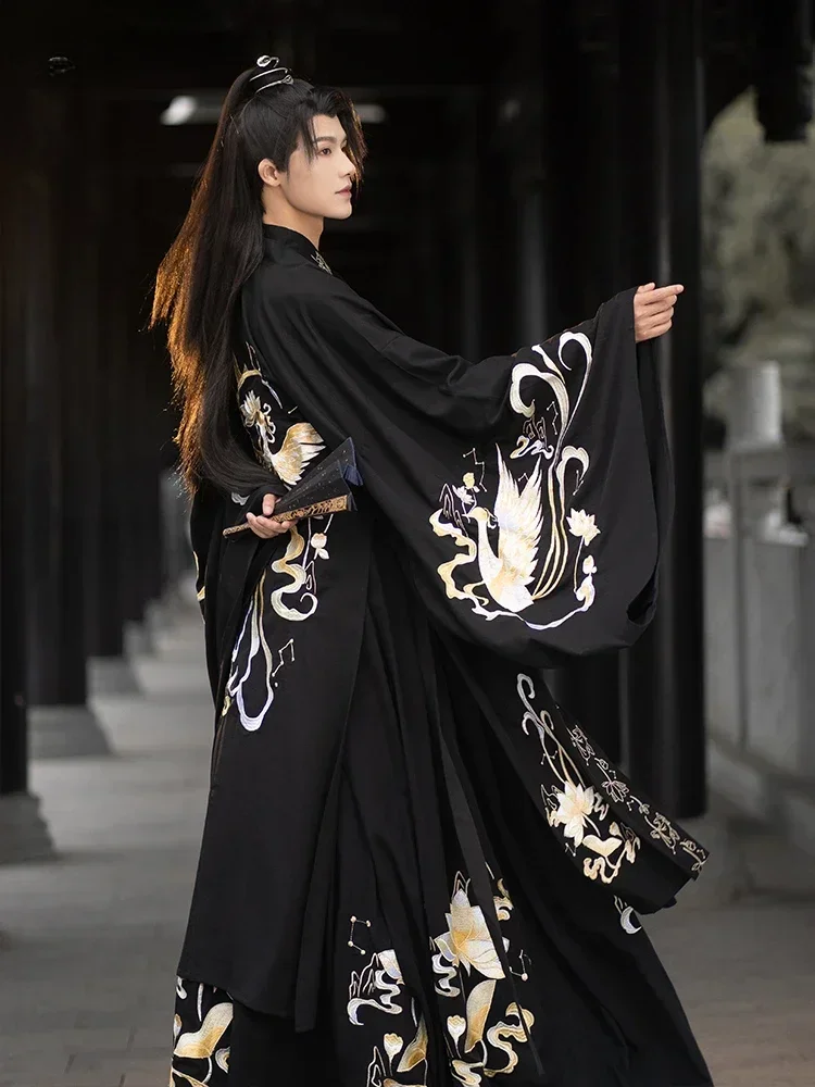 

Hanfu Men Chinese Traditional Embroidery Vintage Hanfu Dance Costumes Han Dynasty Ancient Swordsman Cosplay Costume Fancy Dress