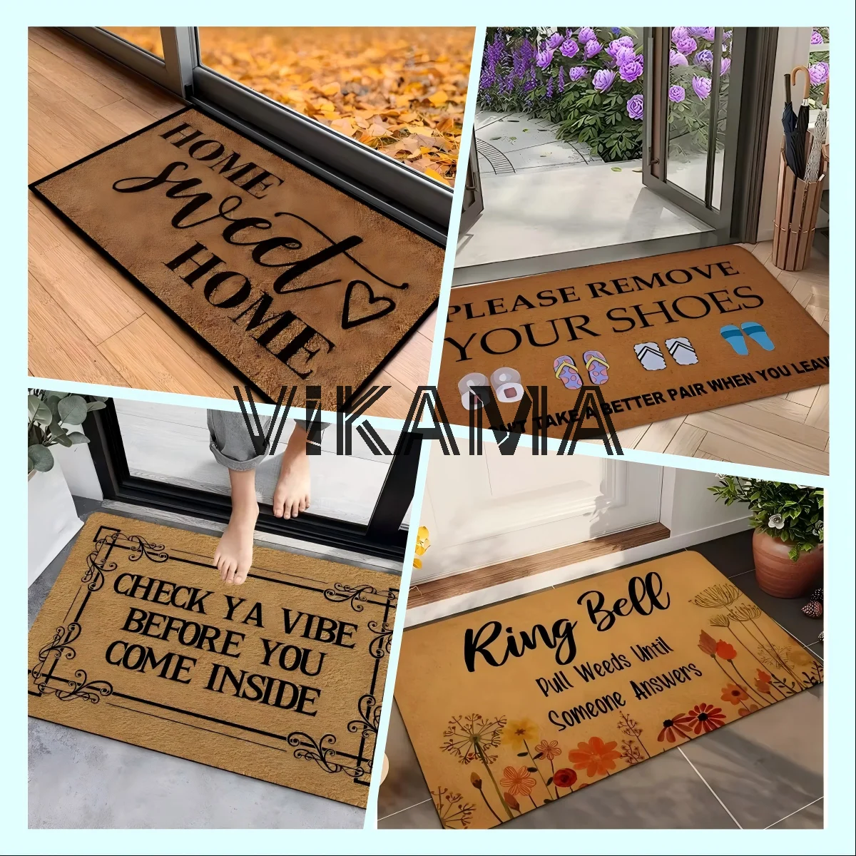 VIKAMA Vintage Dirt-resistant Doormat Advanced Sense Washable Blanble Entrance Door Mat Outside Lightweight Maintenance-friendly