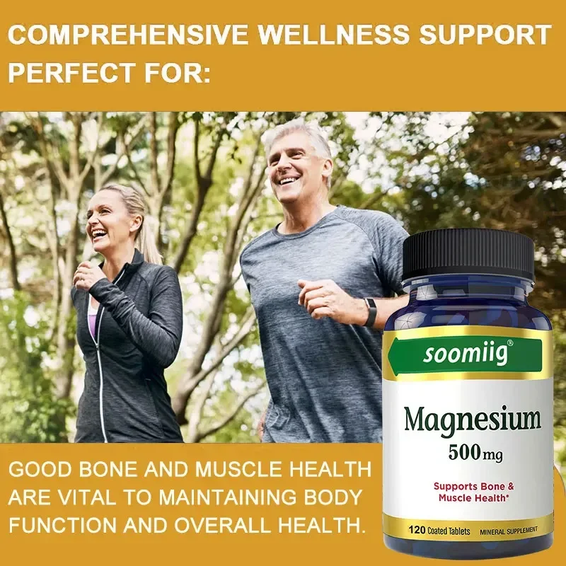 SOOMIIG Magnesium 500 Mg - Mineral Supplement - Supports Bone & Muscle Health, 120 Capsules