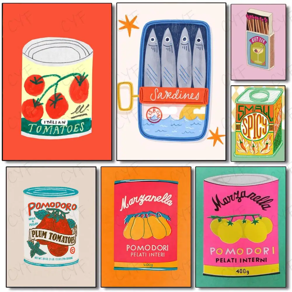 object vintage S-Sardine Poster Poster Painting Wall Art Mural for Living Room Home Decor and Gifts
