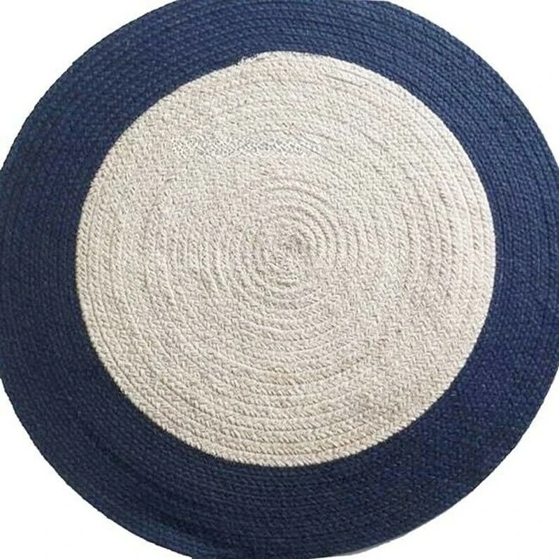 

Rug Natural Jute Braided Round Rugs Recyclable Environment-friendly Jute Carpet Modern Look Rural Scenery Floor Mat