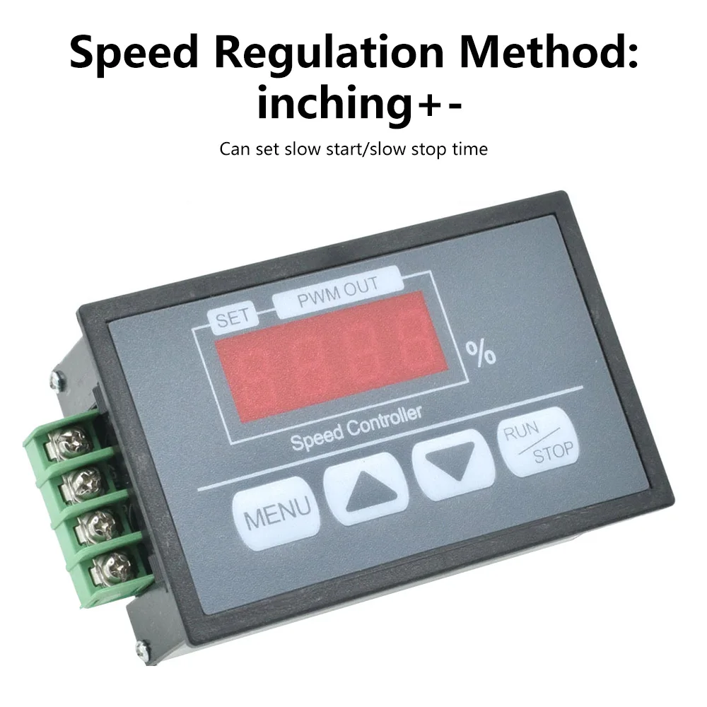 DC 6-60V 30A DC Motor Speed Controller Slow Start Soft Stop PWM Digital Display 0~100% Adjustable Speed Control Switch 12V 24V