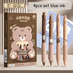 Juego de bolígrafos de tinta negra y azul de secado rápido, suministros escolares, bolígrafos estéticos, papelería Kawaii japonesa, 4 piezas