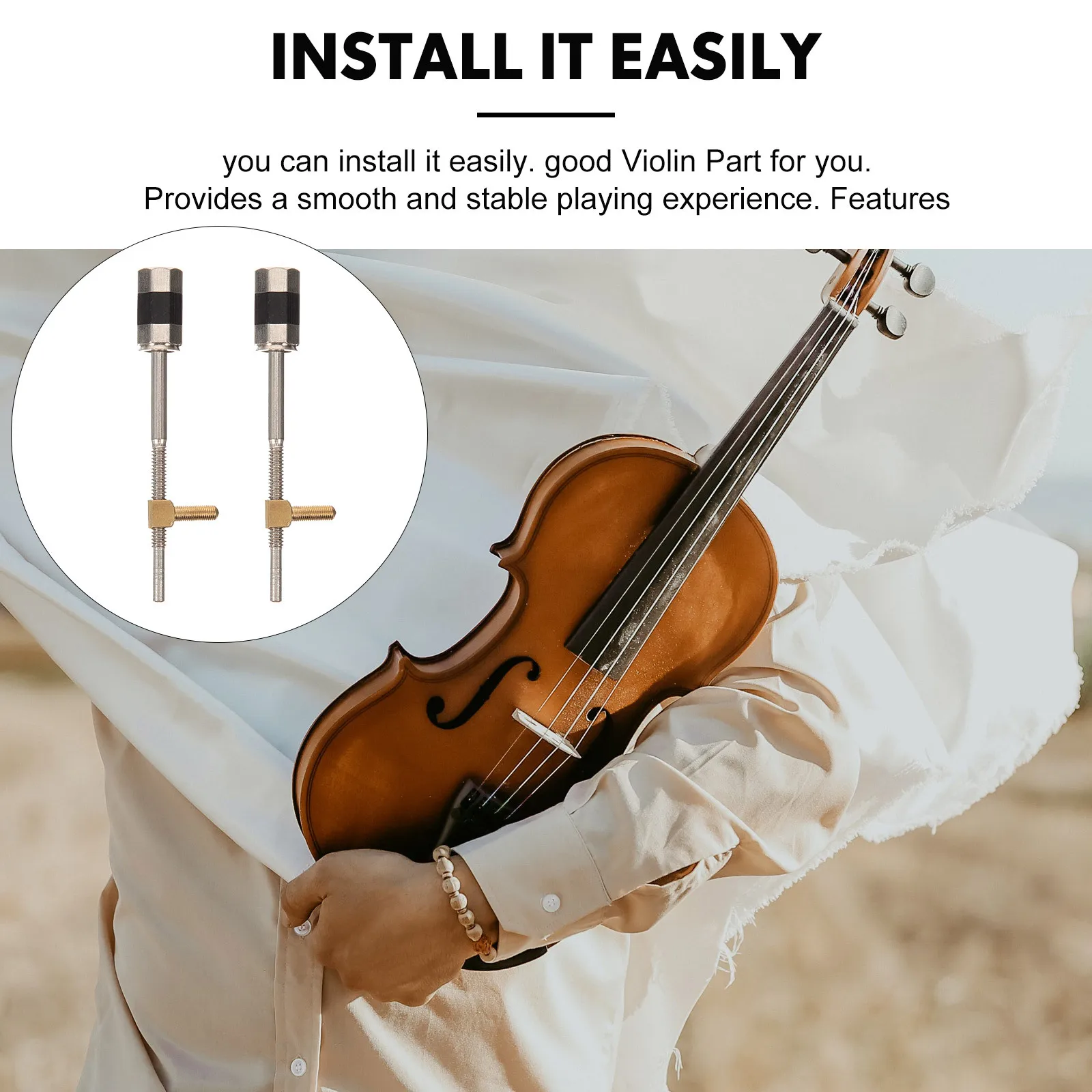 

2pcs Violin Bow Frog Screw Metal Smooth Wear-Resistant Replacement For Student Practice Repairing Durable String Instrument