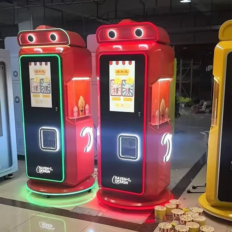 Popcorn Vending Machine Caramel Flavor Commercial Automatic Snack Vending Equipment For Cinema Shopping Mall Food Kiosk