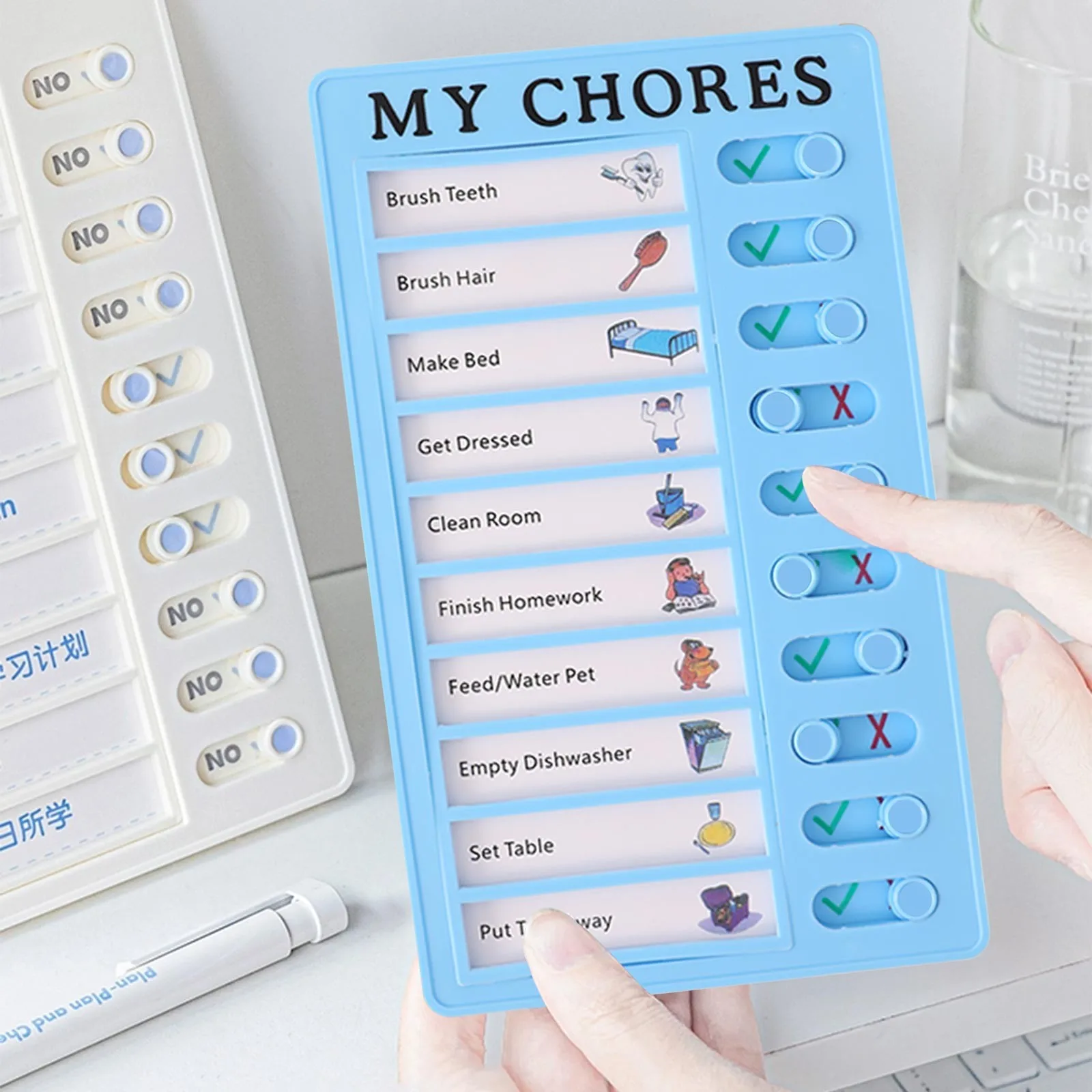 Kids Chore Chart Plastic Checklist Task Board Detachable To Do List My Chores Schedule Reminder Chart for Home Routine Planning