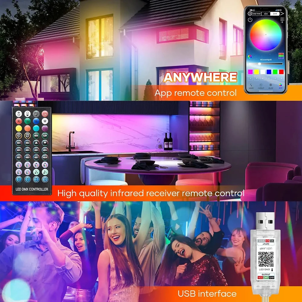 LED noel dekoratif atmosfer ışığı RGB IC WS2812B Lntelligent Bluetooth kontrol çiçek çelenk renkli ev partisi Party