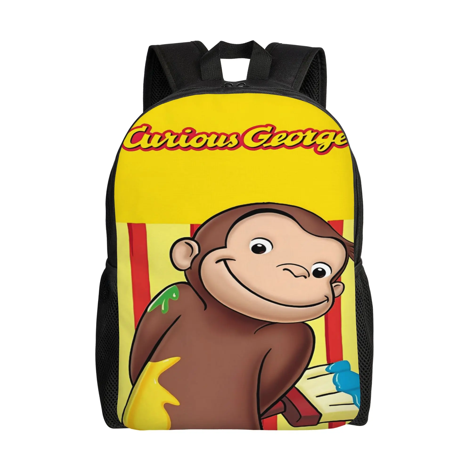 Cartoon Curious George Backpack  Kawaii Backpacks Boy Travel Big High School Bags Custom Rucksack