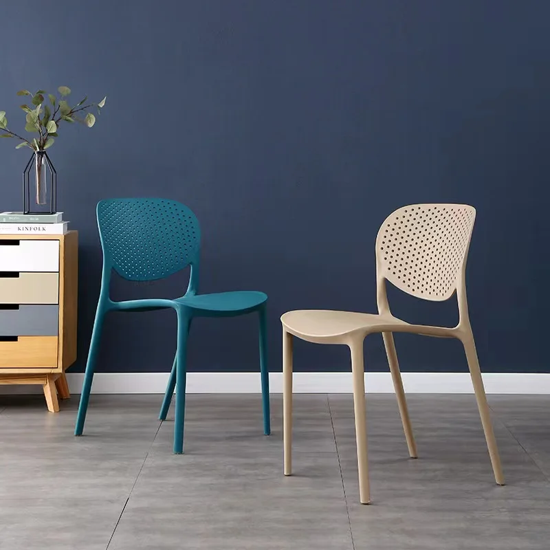 #Plastic chair Home dining room chair Nordic style backrest is sturdy and durable