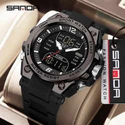 SANDA Top Brand 6252 Fashionable Men's Electronic Watch Multi functional Waterproof LED Countdown Men's Electronic Watch 2025