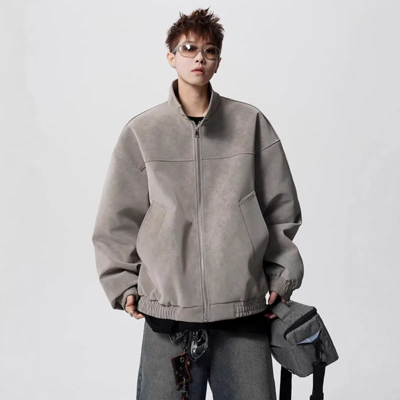 WVGA Spring Autumn New Men Tide American Style Stand Collar Trendy Jacket Niche Chic Casual High-end Long Sleeve Coat Ins W19217