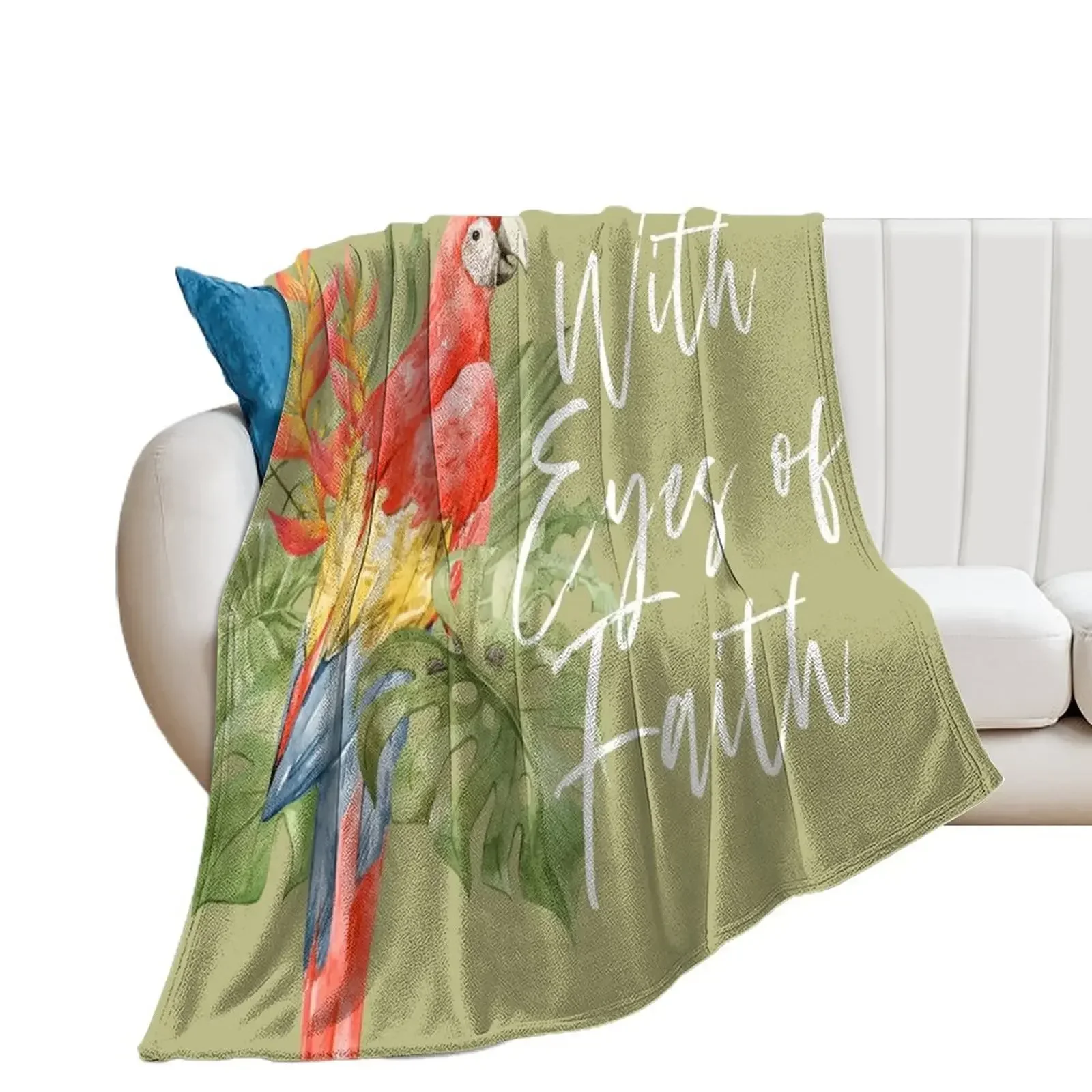 

WITH EYES OF FAITH (PARROT) Throw Blanket Multi-Purpose Custom Heavy Luxury Throw Blankets