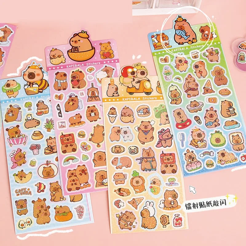 60pcs/lot Kawaii Capybara Stickers Cute Decorative Stationery DIY Sticker Scrapbooking Wholesale Stick Label