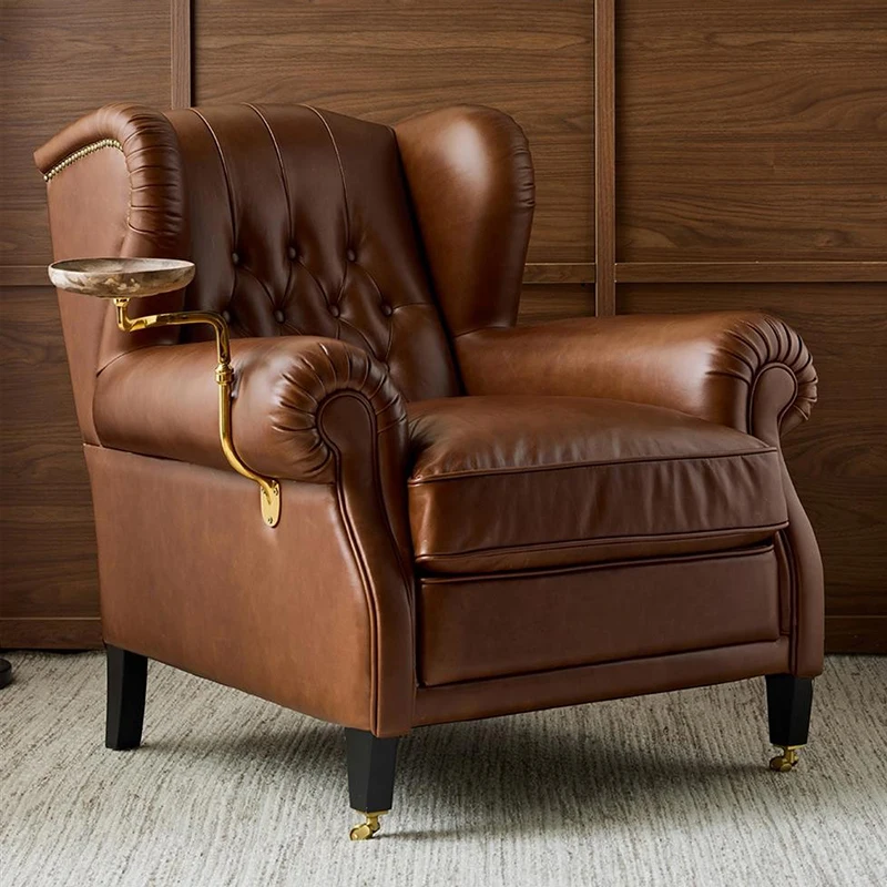 

Medieval 1919 Cigar Chair Godfather Chair American Leather Cigar Bar Sofa Vintage Leisure Chair