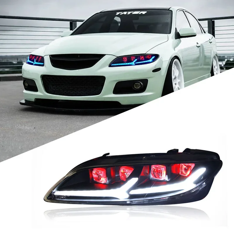 

Suitable for 03-15 models 6 headlight assembly modified LED daytime running light streamer turn signal light devil eye