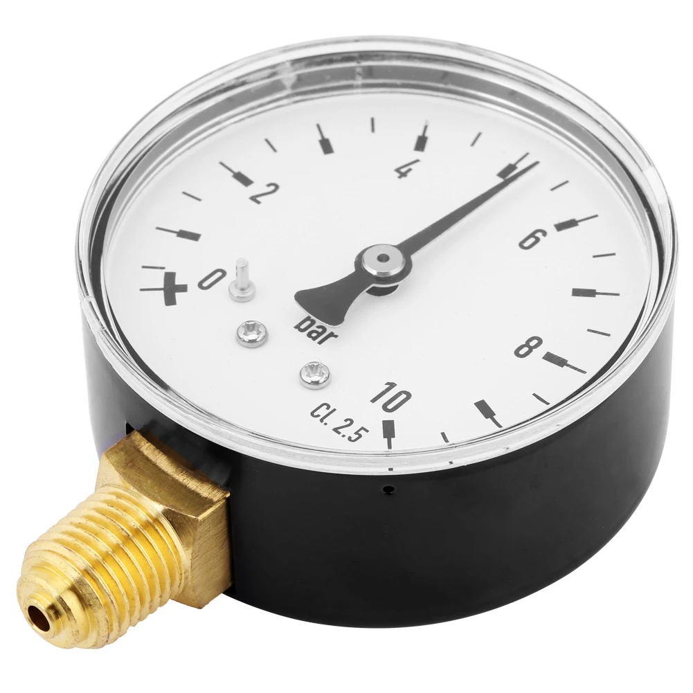 Manometer Air Oil Water Pressure Gauge 1/4 Inch NPT 0-10 Bar Side Mount Manometer