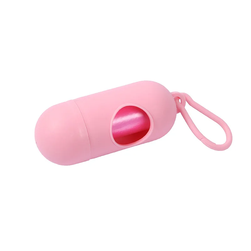 Portable Pet Waste Bag Dispenser Pill Shape Bullet-Shaped Garbage Box Cats Dogs Poop Extractive Clean-up Bags Outside Walking