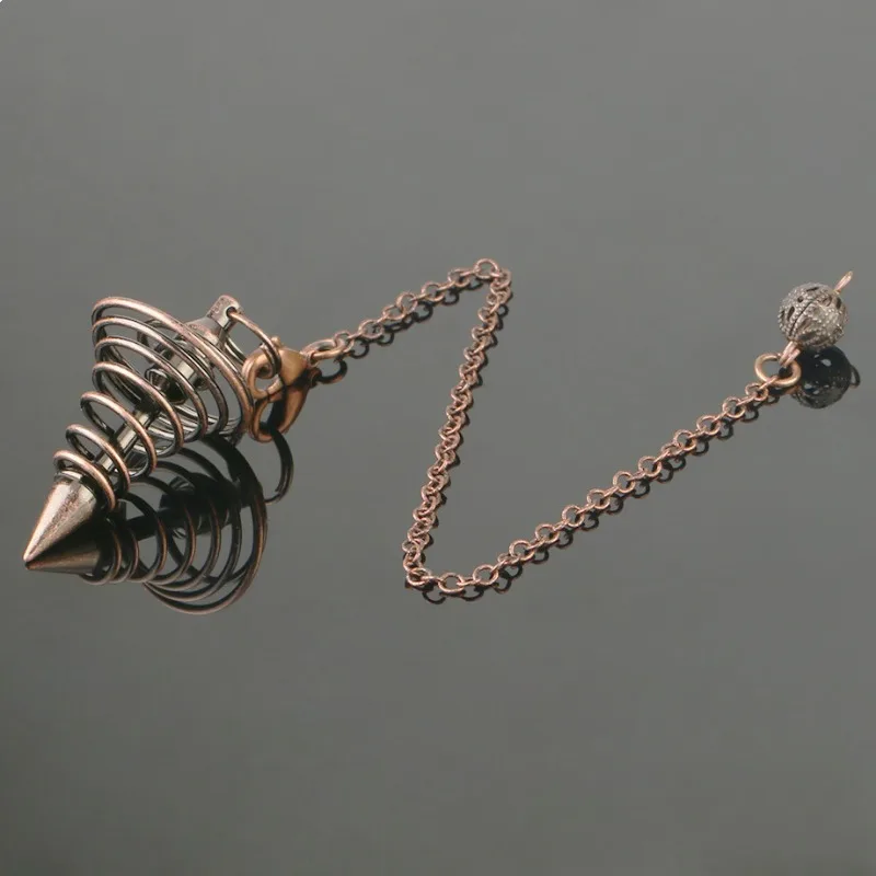 البندول المعدني البندول Radiestesia البندول للتغطيس العرافة دوامة مخروط العتيقة الذهب اللون الفضي اللون مجوهرات الريكي