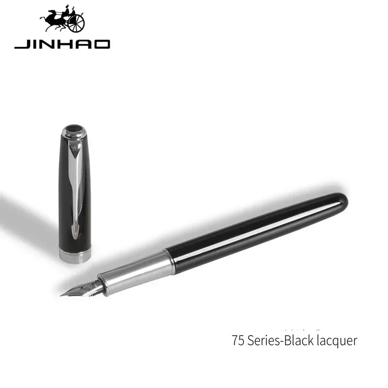 Imagem -04 - Jinhao-caneta-tinteiro de Metal Preto e Vermelho Tinta Clássica Caneta de Escrita Finanças Negócios Escritório Material Estudante Papelaria Escolar 75