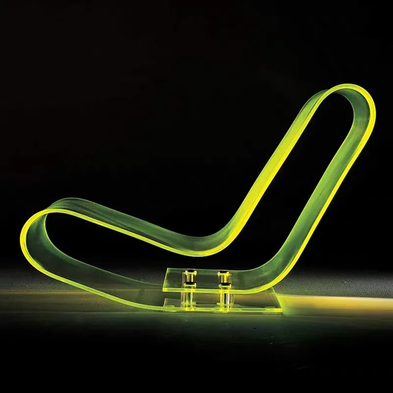 Acrylic transparent chair Italian integrated hot curved concubine modern light luxury recliner living room single
