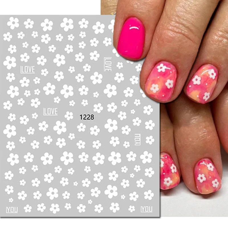 3D Nail Art Aufkleber Süßigkeiten Farben Blüten blätter Blumen Kleber Schieber Nagel Aufkleber Dekoration für Nagel Maniküre