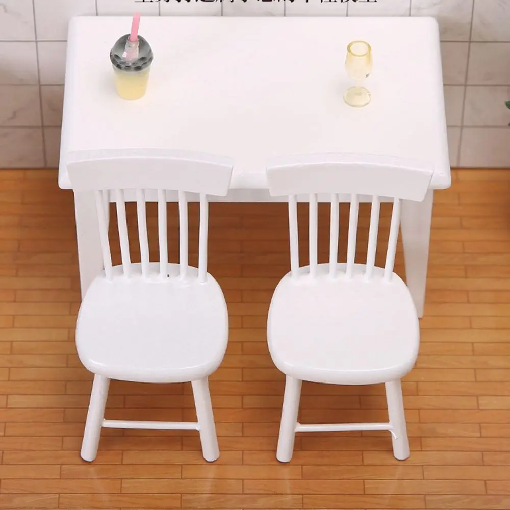 Mini 1/12 Dollhouse Miniature Wooden Table Simulation chair Table Furniture Toys Doll House Decoration