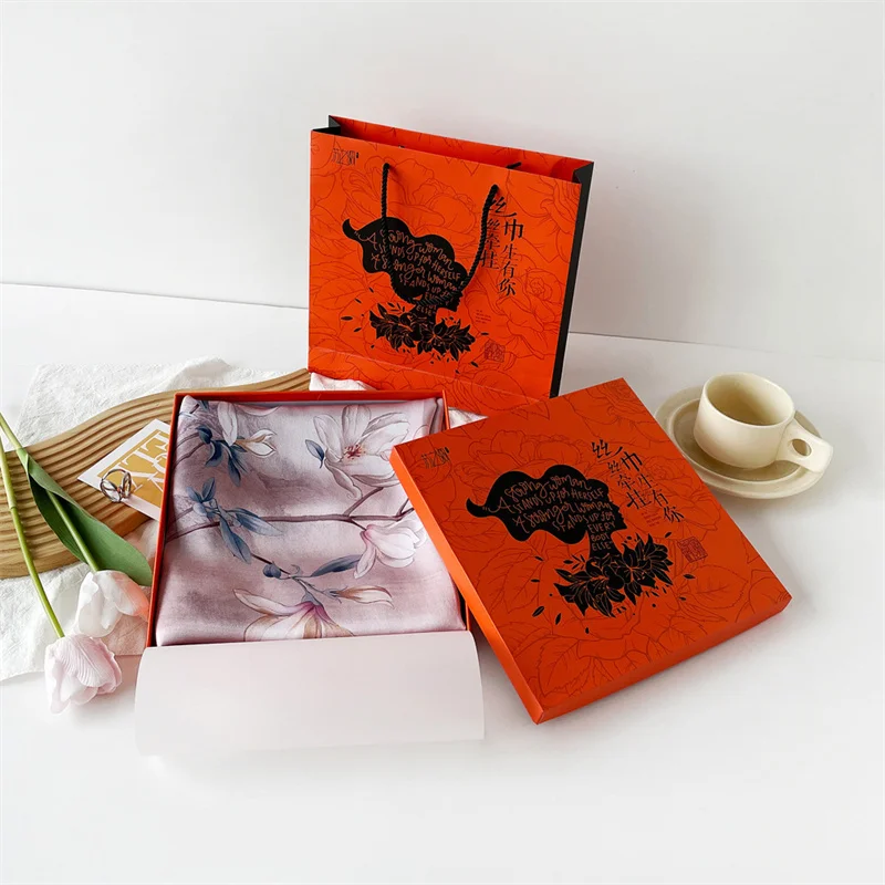 100% وشاح حريري المرأة المطبوعة الحرير التفاف طويل 170x51 سنتيمتر الربيع الصيف السيدات مزدوجة الطبقات الصينية الفاخرة شال وشاح حريري #4