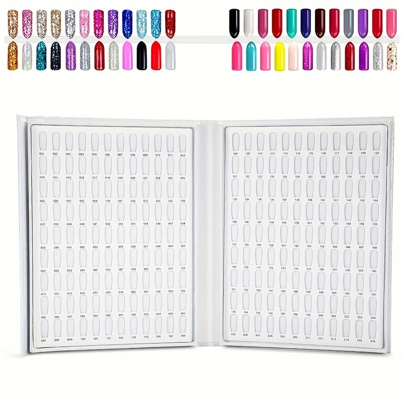 216 Colors Fake Nails Tips Display Book Nail Gel Color Card Nail Polish Storage Chart False Nails Styles Showing Shelf Manicure