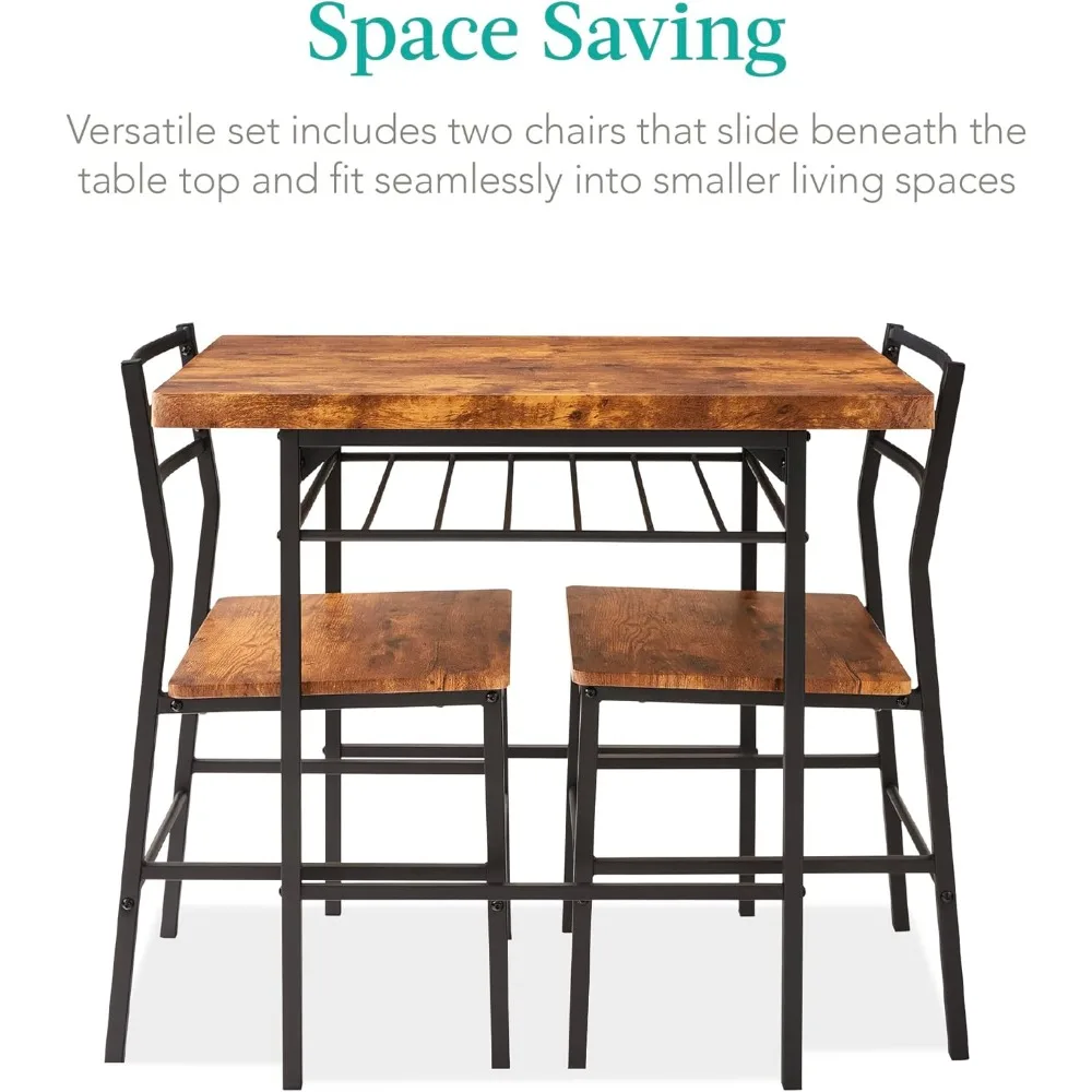 Best Choice Products 3-Piece Modern Dining Set, Space Saving Dinette for Kitchen, Dining Room, Small Space w/Steel Frame