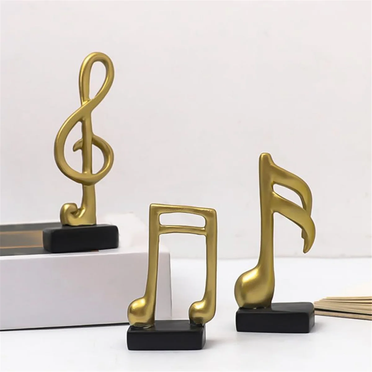 3Pcs Music Note Decor, Gifts Musical Figurine Modern Statue Sculpture, Table Centerpiece Crafts Home Arts,White CX