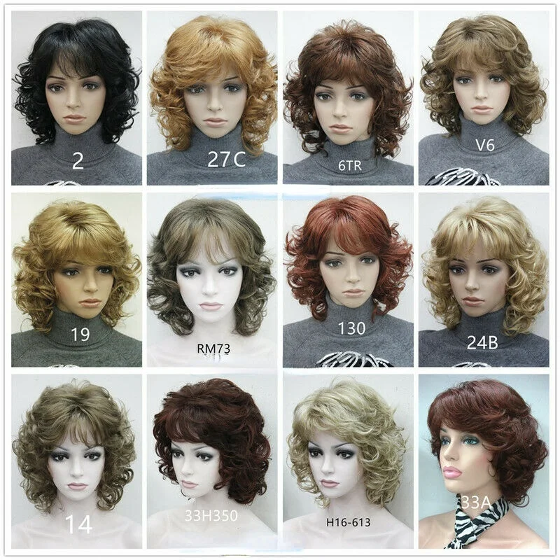 

13-цветный женский короткий вьющийся женский парик на каждый день