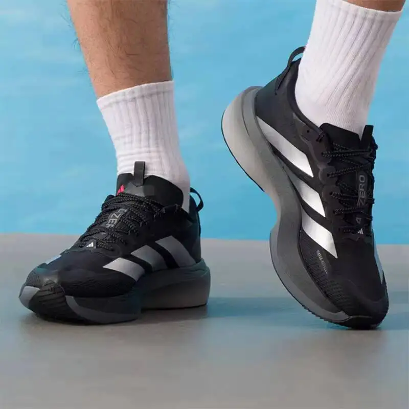 

Authentic Adizero Black Silver Racing Running Shoes Lightstrike Pro Breathable Mesh Marathon Trainers Men Women KK0313