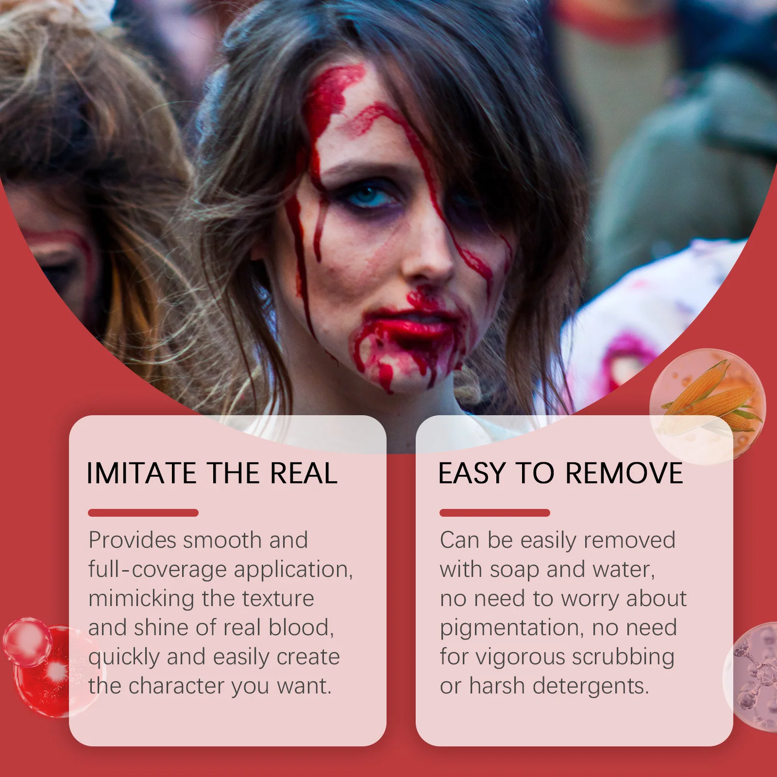 ฮาโลวีนเลือดปลอมแต่งหน้าชุด Blood Drop แวมไพร์ผีดิบคอสเพลย์ล้างทําความสะอาดได้ Mock เลือดสเปรย์เลือดปลอมสําหรับปาร์ตี้สยองขวัญสีแดงเครื่องมือ