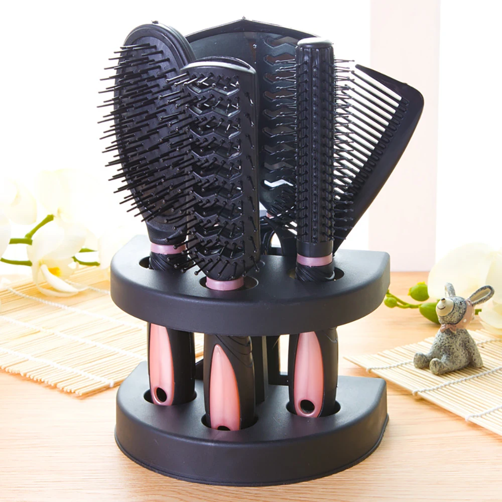 5-piece Set Hairdressing Tools Base Mirror Comb Home Use Styling Comb Men Women Plastic Hairdressing Comb