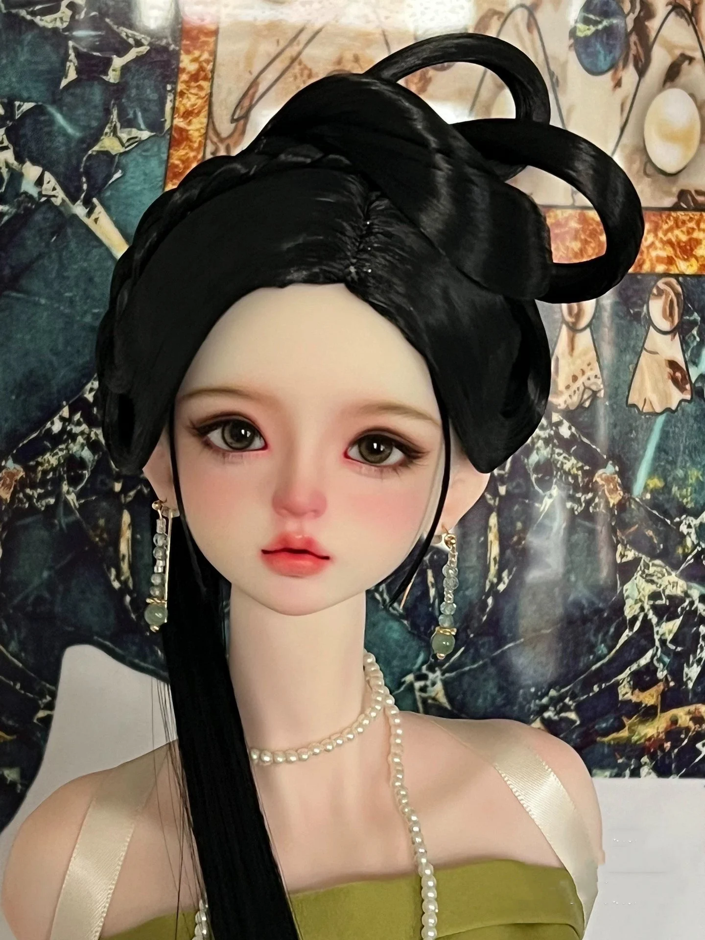 

1/6 1/4 1/3 Scale BJD Doll Wigs Chinese Hanfu Vintage Hair Ancient Costume Fairy Wig For MSD SD13 Girl SSDF Accessories A2074