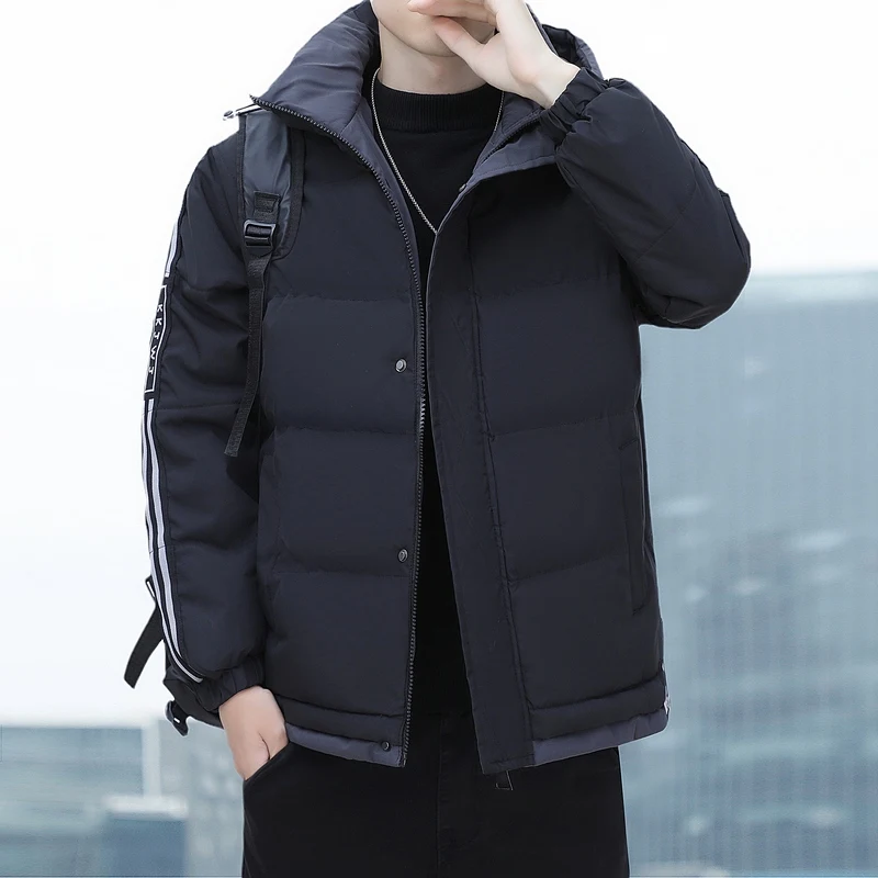 الرجال ort مقنعين Thiened القطن Jaet الخريف الشتاء جديد Sle عادية Faionable الشباب الدافئة طويلة Sve معطف لون نقي #5