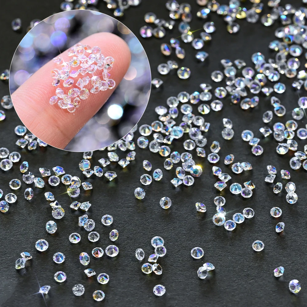 1 Zak 1,2 mm AB Clear Ultra Tiny Gems Nail Art Stone Micro Sparkly Steentjes voor Nail Art Beauty Mini Iriserende Faux Make-up DIY