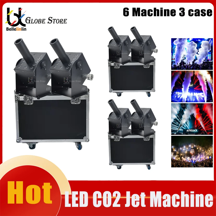 No Tax 6Pcs LED CO2 Jet Fog Machine Stage Special Effects With 3 Flightcase For Party Event Club DMX LED DJ Lighting DISCO Light