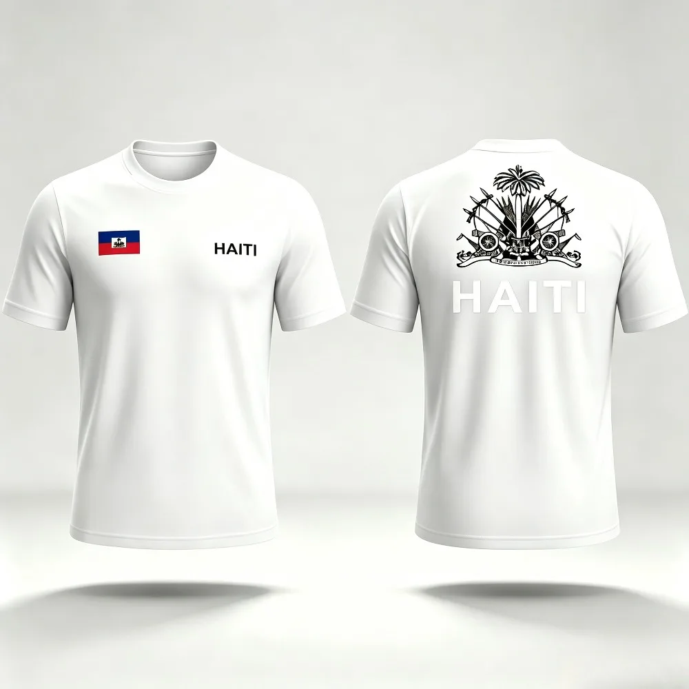 Haiti Flag Coat of Arms Graphic Football Short Sleeve Jersey Fashion 2026 Summer Short Sleeve Men's T-shirt