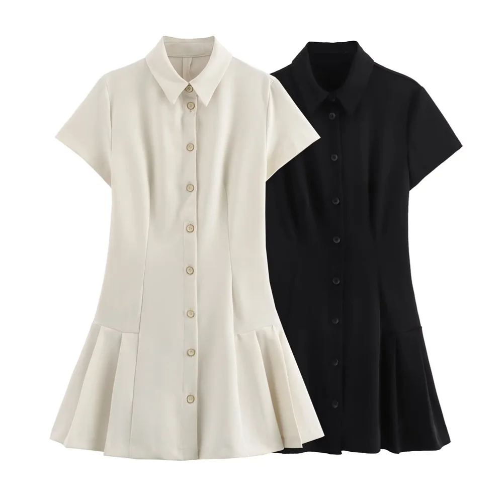 Robe chemise courte de style occidental européen et américain pour femmes, Outlier à la mode, été, nouveau, 2024ZAR4