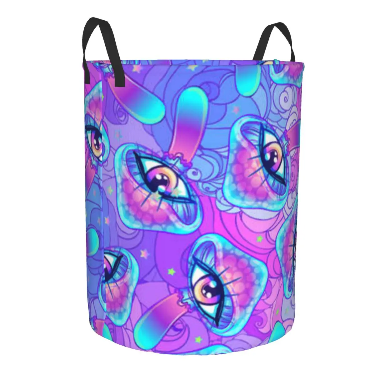 Folding Laundry Basket Magic Mushrooms Psychedelic Print Dirty Clothes Storage Bucket Wardrobe Clothing Organizer Hamper